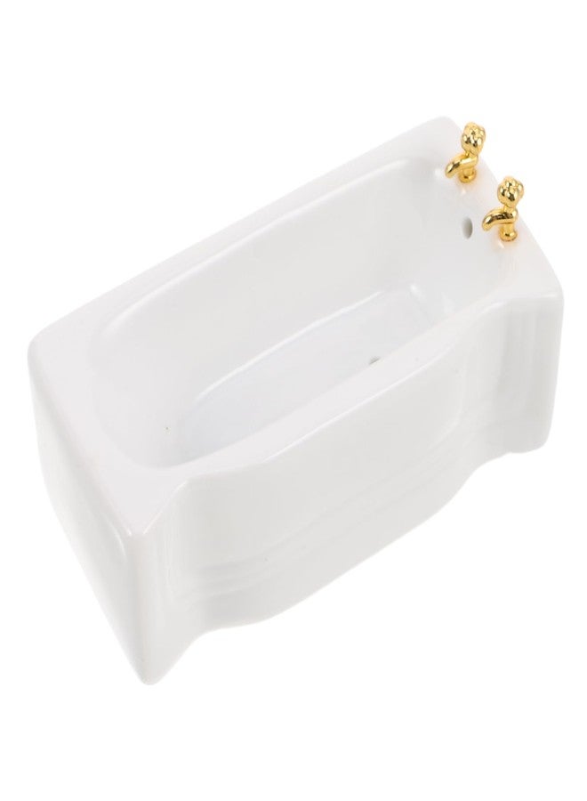 BCOATH Dollhouse Bathroom Bathtub: 1:12 Dollhouse Bathroom Furniture Accessories Miniature Porcelain Mini Bathtub Figurine - Image 1